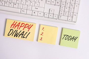 Word writing text Happy Diwali. Business photo showcasing festival of lights that celebrated by...