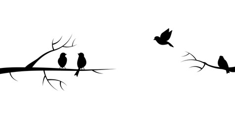 Flying bird branch silhouette illustration