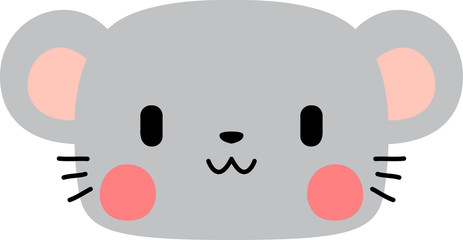 Gray Cute mouse face