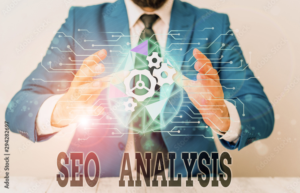 Aufkleber handwriting text seo analysis. conceptual photo tool helps showing to study on how to improve a webs