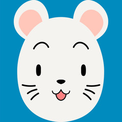 White Cute mouse face