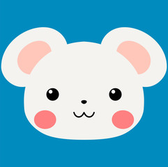White Cute mouse face