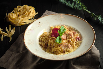 Carbonara pasta . catering menu