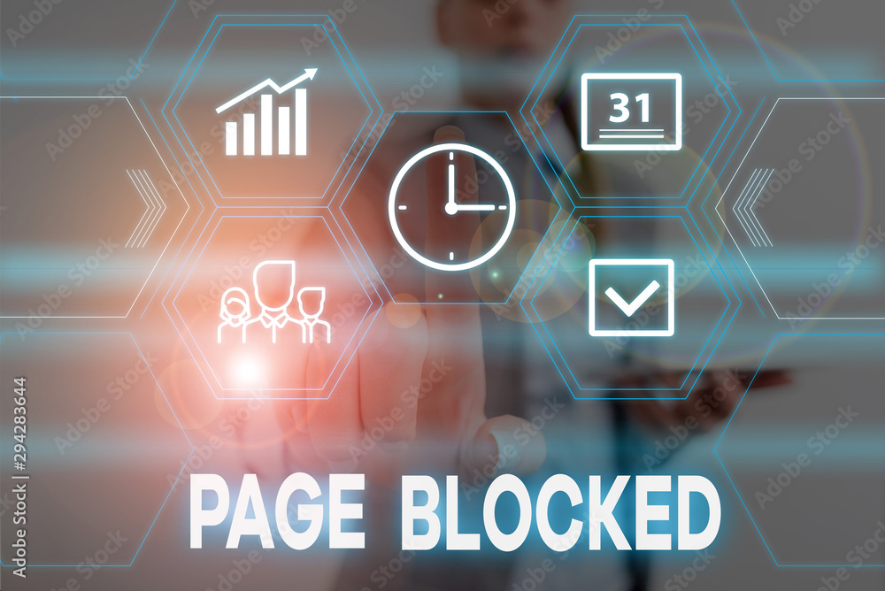 Poster conceptual hand writing showing page blocked. concept meaning users are prevented from being accesse