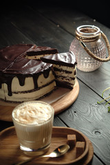 Chocolate cake with butter cream . catering menu