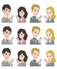 ビジネスマンとビジネスウーマンの表情のイラスト