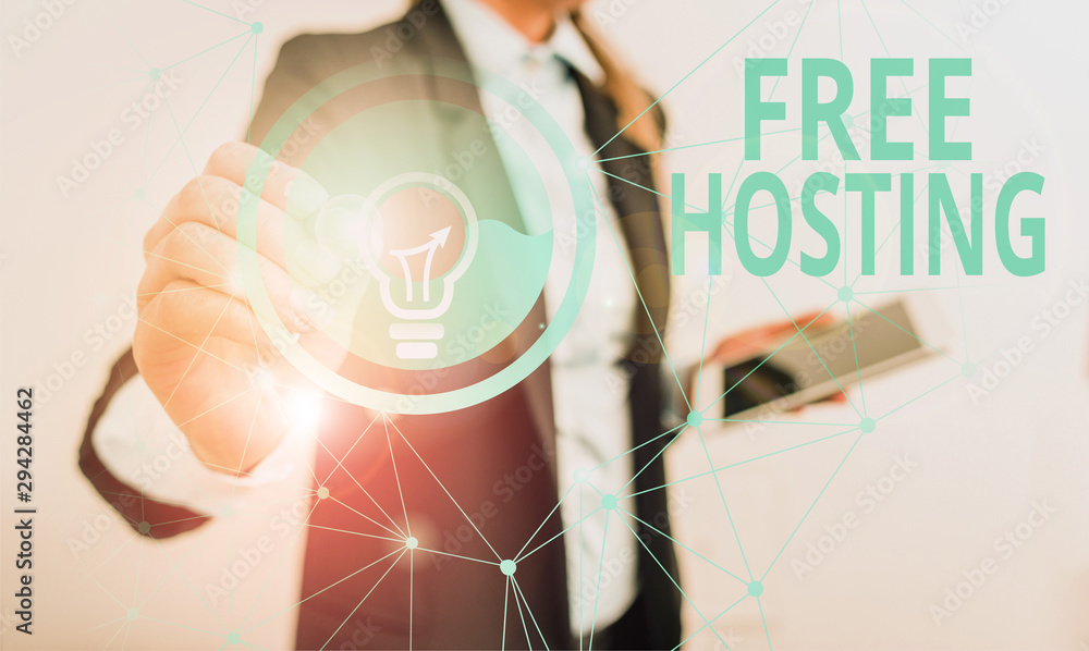 Aufkleber conceptual hand writing showing free hosting. concept meaning business of providing storage space an