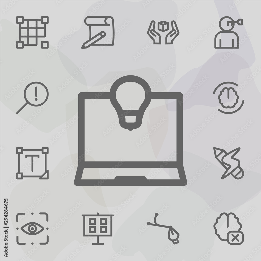 Poster laptop lamp idea icon. universal set of mix for website design and development, app development