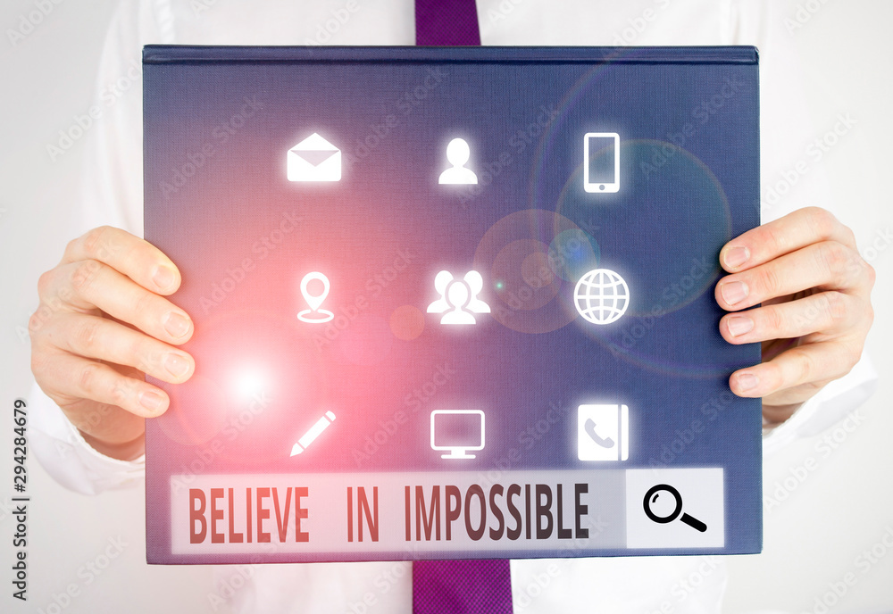 Poster text sign showing believe in impossible. business photo text you can do it everything is possible wo