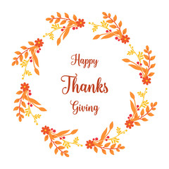 Design of card thanksgiving, with realistic autumn leaves frame. Vector
