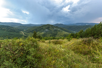 landscape with mountains and clouds