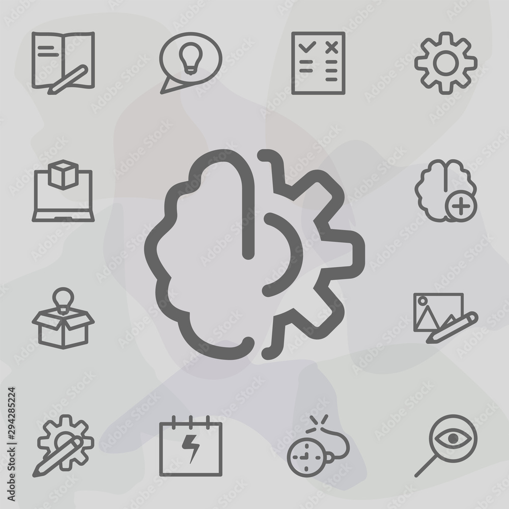 Poster brain gear icon. universal set of mix for website design and development, app development