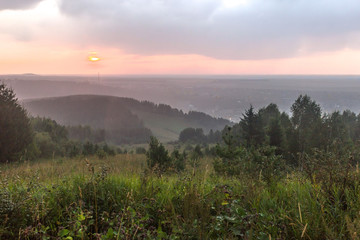 landscape with mountains and clouds