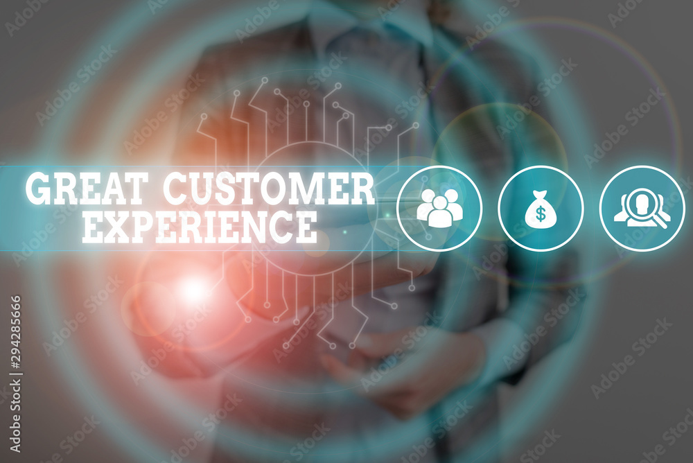 Poster writing note showing great customer experience. business concept for responding to clients with frie