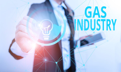 Conceptual hand writing showing Gas Industry. Concept meaning global processes exploration and...