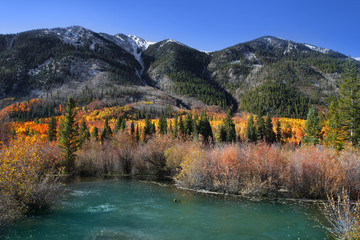 Scenic autumn landscape in Colorado rocky mountains