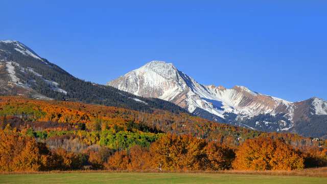 Autumn landscape in Colorado rocky mountains along scenic byway 12
