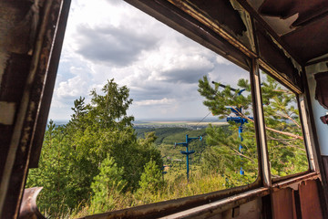old abandoned ski lift in the mountains