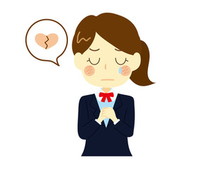 失恋した女性、女子高生