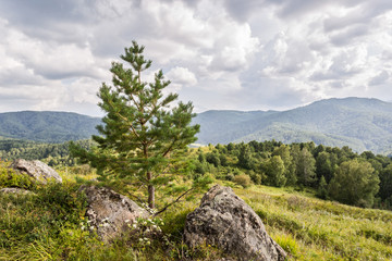 landscape with mountains and clouds