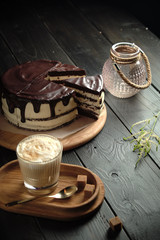 Chocolate cake with butter cream . catering menu