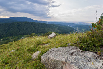 landscape with mountains and clouds