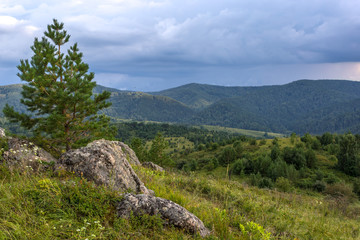landscape with mountains and clouds