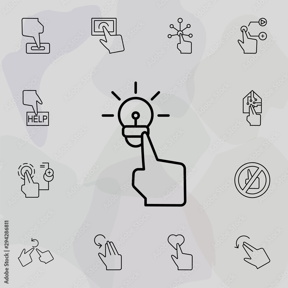 Poster finger, idea, gesture icon. universal set of touch gesture for website design and development, app d