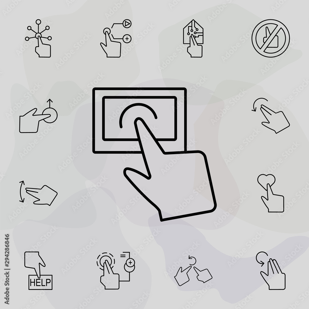 Poster computer, touch, finger icon. universal set of touch gesture for website design and development, app