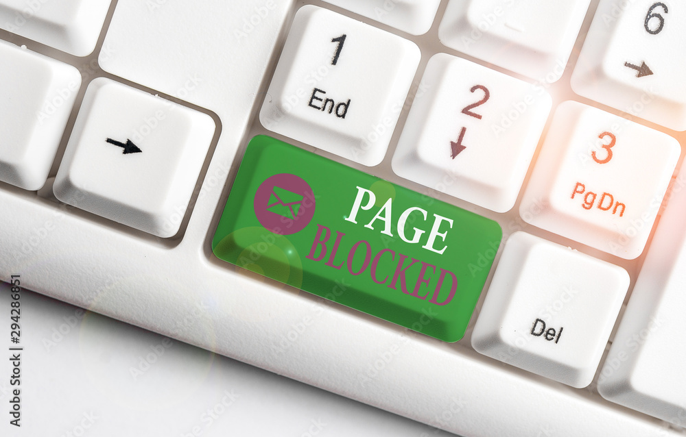 Poster word writing text page blocked. business photo showcasing users are prevented from being accessed or