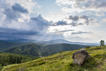 landscape with mountains and clouds