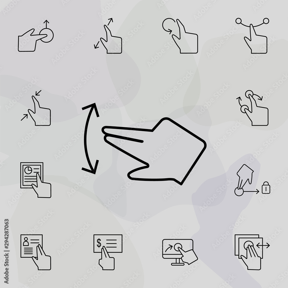 Poster finger, touch, screen icon. universal set of touch gesture for website design and development, app d
