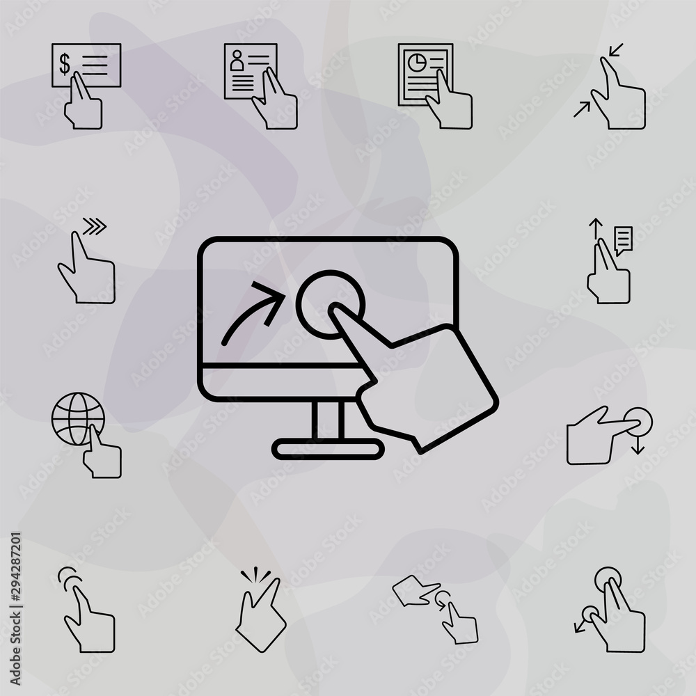 Aufkleber computer, touch, finger icon. universal set of touch gesture for website design and development, app