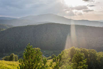 landscape with mountains and clouds