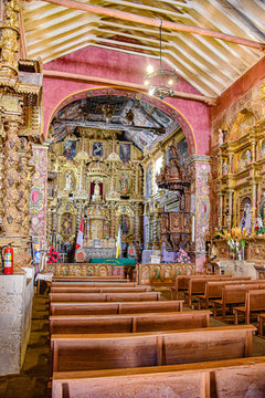 Temple of the Immaculate Virgin of Checacupe, an elaborate Barroque style church located south of Cusco, Peru