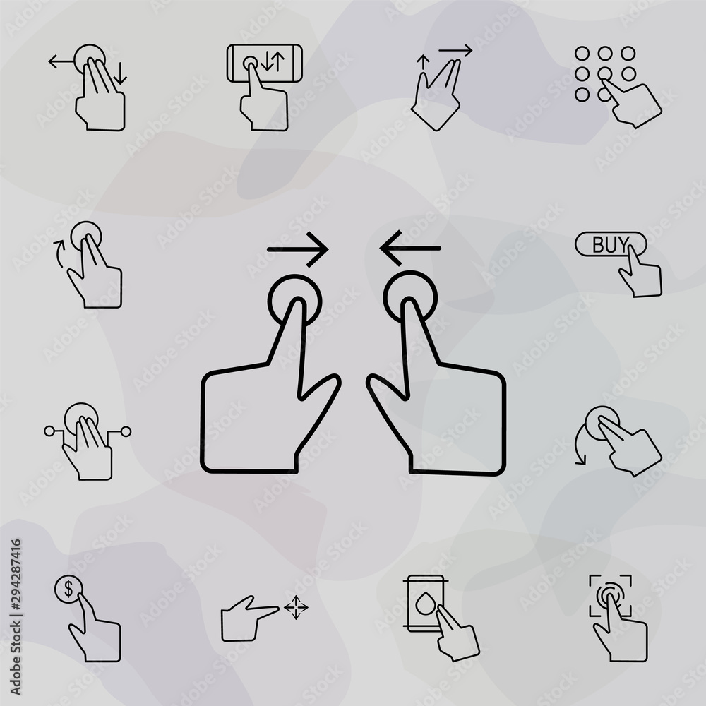 Poster swipe, fingers, screen icon. universal set of touch gesture for website design and development, app 