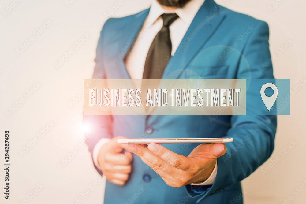 Poster writing note showing business and investment. business concept for putting your money in field to in