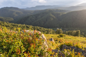 landscape with mountains and clouds