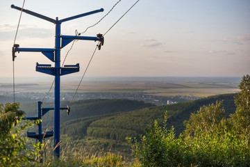 old abandoned ski lift in the mountains