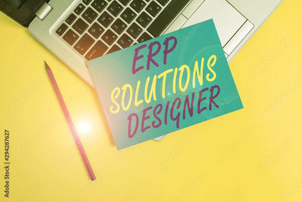 Poster conceptual hand writing showing erp solutions designer. concept meaning elegant optimized modularise