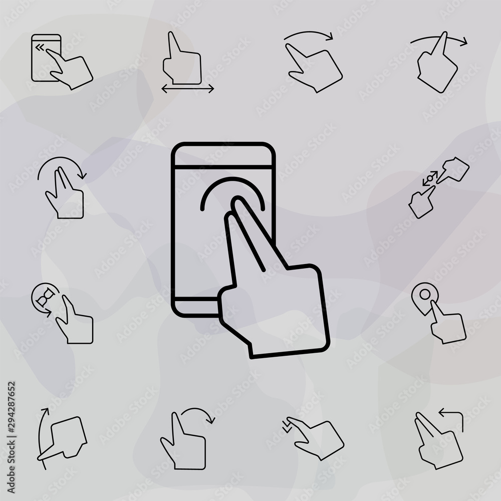 Poster smartphone, hand, touch icon. universal set of touch gesture for website design and development, app
