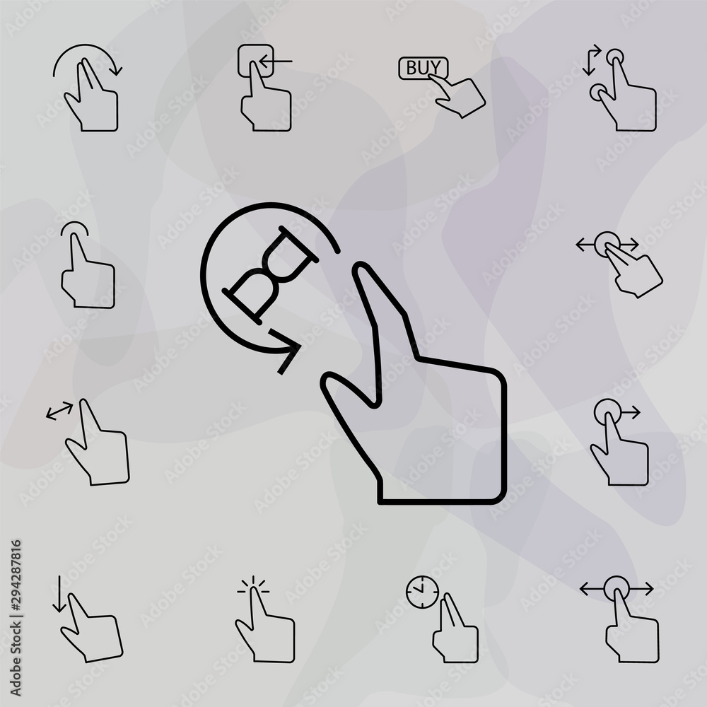 Poster finger, time, push icon. universal set of touch gesture for website design and development, app deve