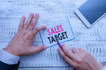 Word writing text Sales Target. Business photo showcasing specified amount of sales that a analysisagement sets for achieving