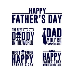 Father Day Flat Design Set Vector