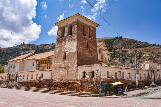 Temple of the Immaculate Virgin of Checacupe, an elaborate Barroque style church located south of Cusco, Peru