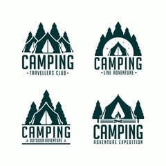 Set Camping Logo Adventur expedition