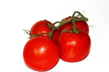 red tomatoes isolated on white background