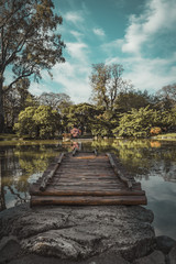 Fototapeta premium wooden bridge in the park