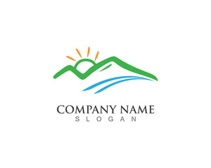Mountain river nature landscape logo and symbol