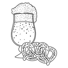beer cup and pretzel oktoberfest celebration icon